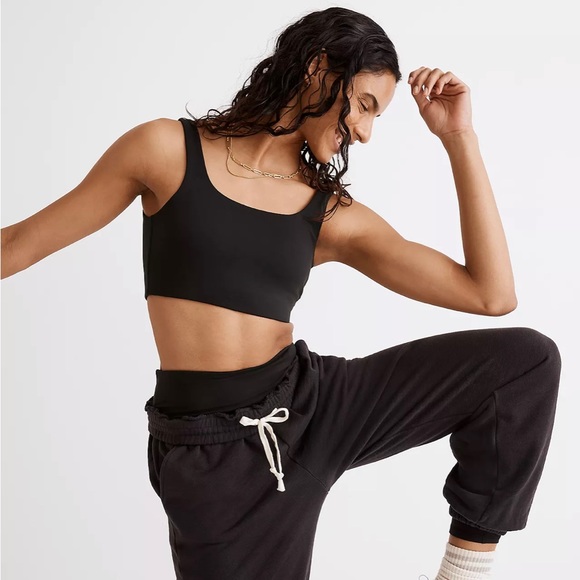 Madewell MWL Flex Square-Neck Sports Bra Black Size XS - Picture 1 of 7